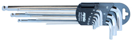 BINNENZESKANT STIFTSLEUTELSET MAGNETISCH MET KOGELKOP  SAE 9 DELIG
