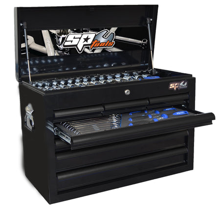 CUSTOM SERIES - 130 DELIGE TOOLKIT - 7L SMALLE TOPKIST ZWART/ZILVER (SOFTGRIP RATELS)