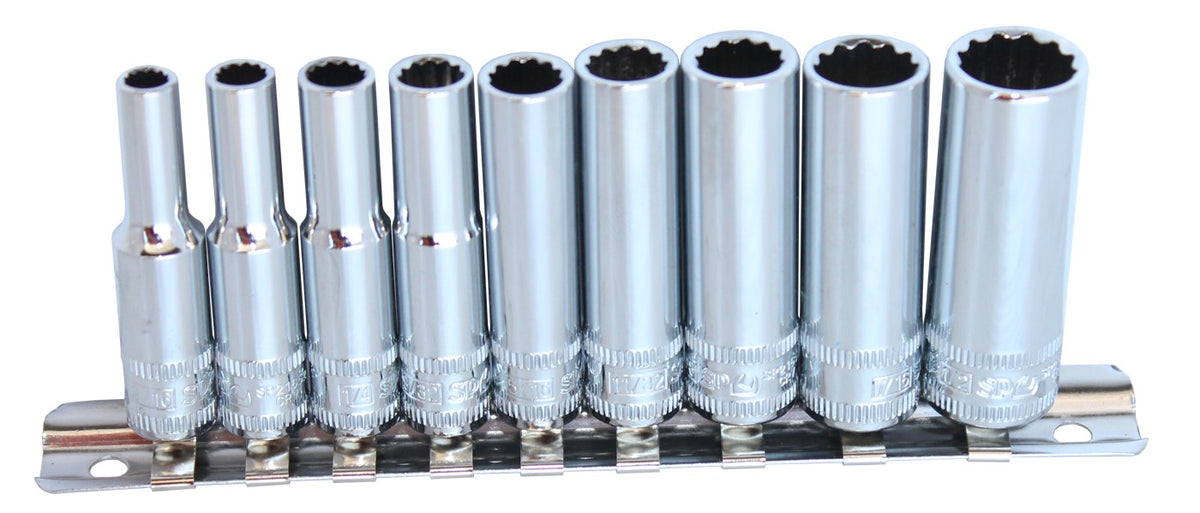DOPPEN OP RAIL 1/4” 12-KANT 9 DELIG SAE LANG
