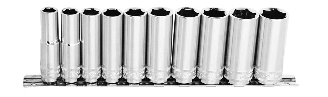DOPPEN OP RAIL 3/8” 6-KANT 10 DELIG METRISCH LANG