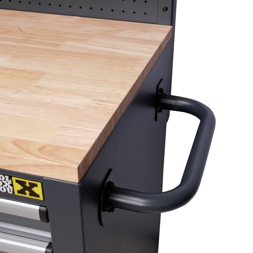 Gereedschapswagen met achterwand massief houten werkblad - Weldingshop