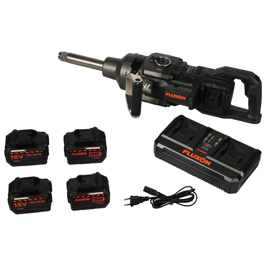 Fluxon accu slagmoersleutel 1” 4000 Nm incl. 4x 8 Ah accu en duosnellader - Weldingshop