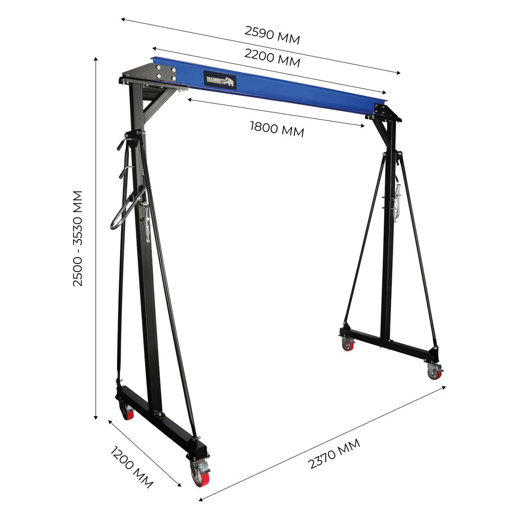 Mammuth mobiele portaalkraan 1 ton set - handmatige kettingtakel - Weldingshop