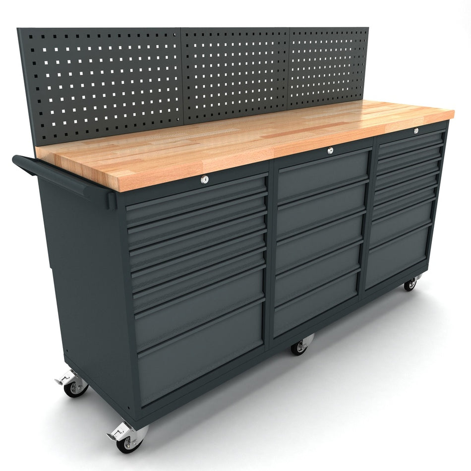 Werkbank mobiel 2x 7 en 1x 5 ladekast incl. gereedschapswand EXPERT
