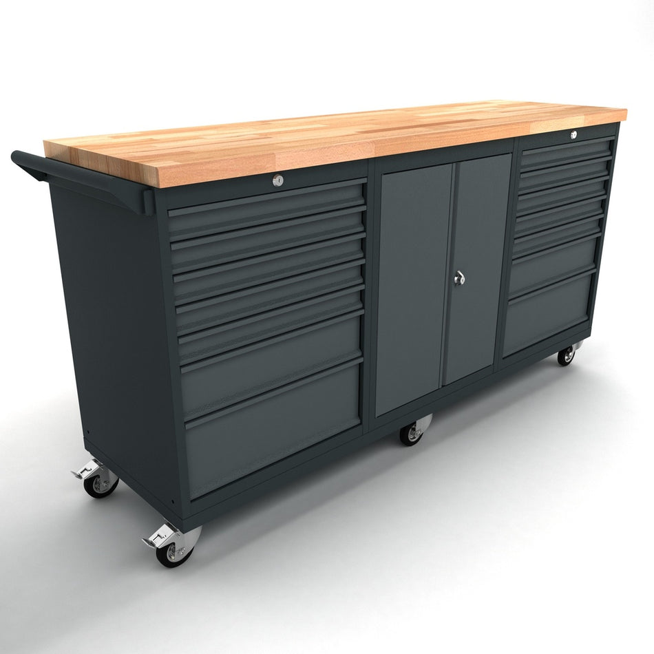 Verrijdbare werkbank 2 deuren 2x7 laden kast EXPERT