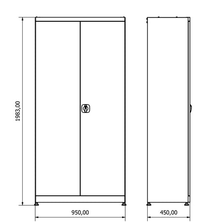 Metalen gereedschapskast 2 deurs incl. 4 planken - Weldingshop