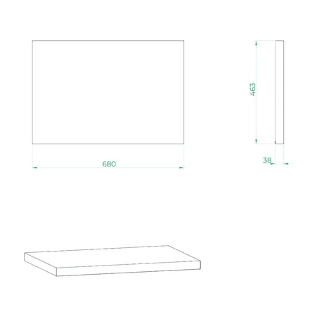 Werkblad massief hout 680 x 463 x 38mm STARX