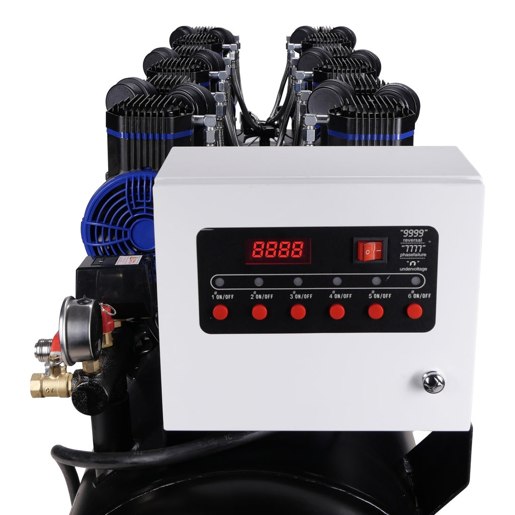 Compressor olievrij 6x2pk 280L tank 400V - Weldingshop