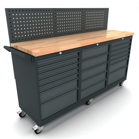 Werkbank mobiel 2x 7 en 1x 5 ladekast incl. gereedschapswand - Weldingshop