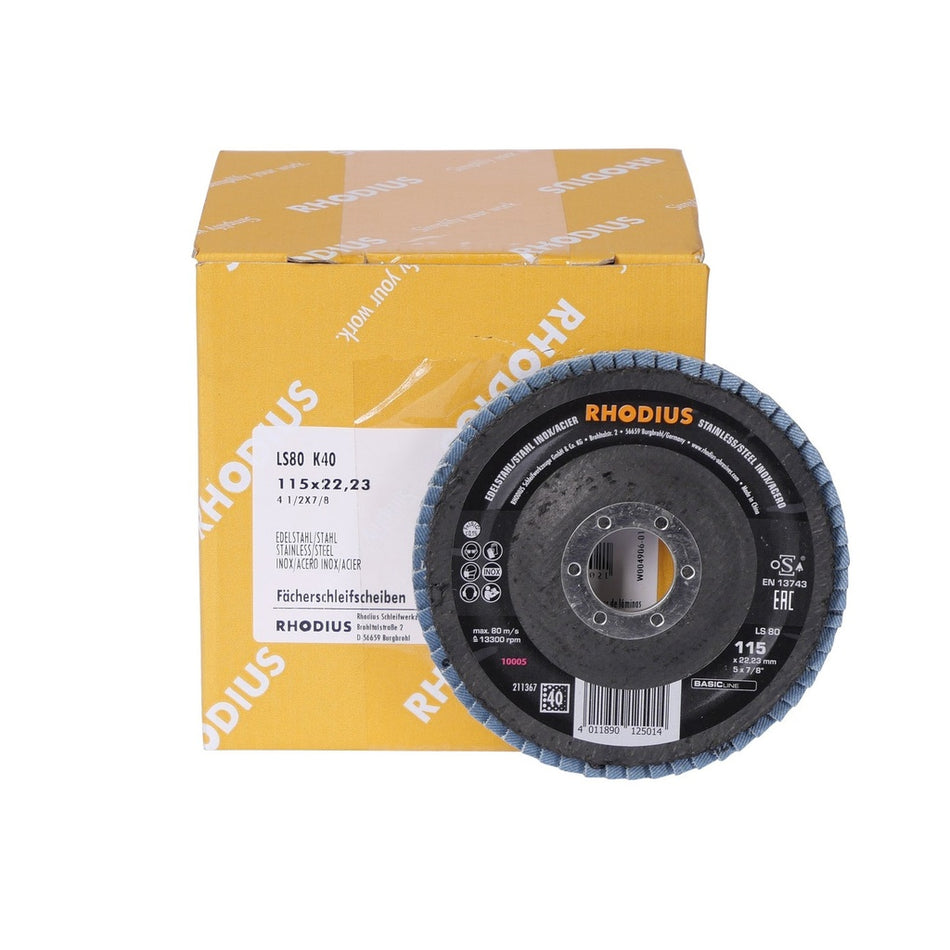 Lamellenschijf V conisch LS80 115 x 22,23mm K40 10 stuks - Weldingshop