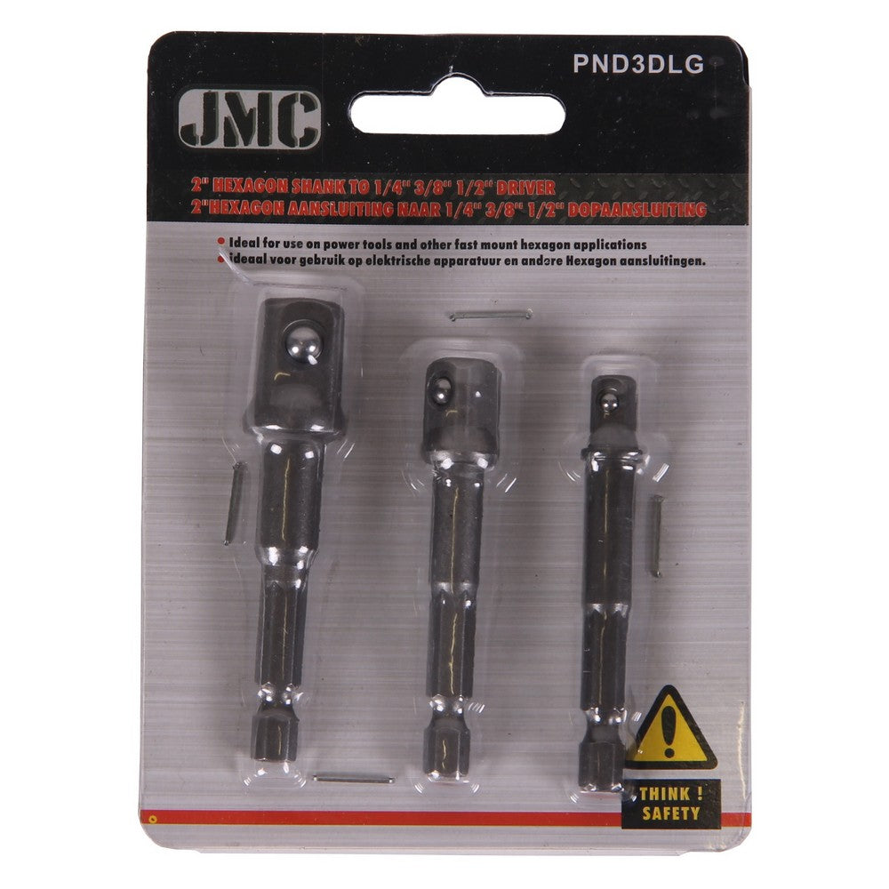 Dop adapterset met hexagon aansluiting 3 delig - Weldingshop