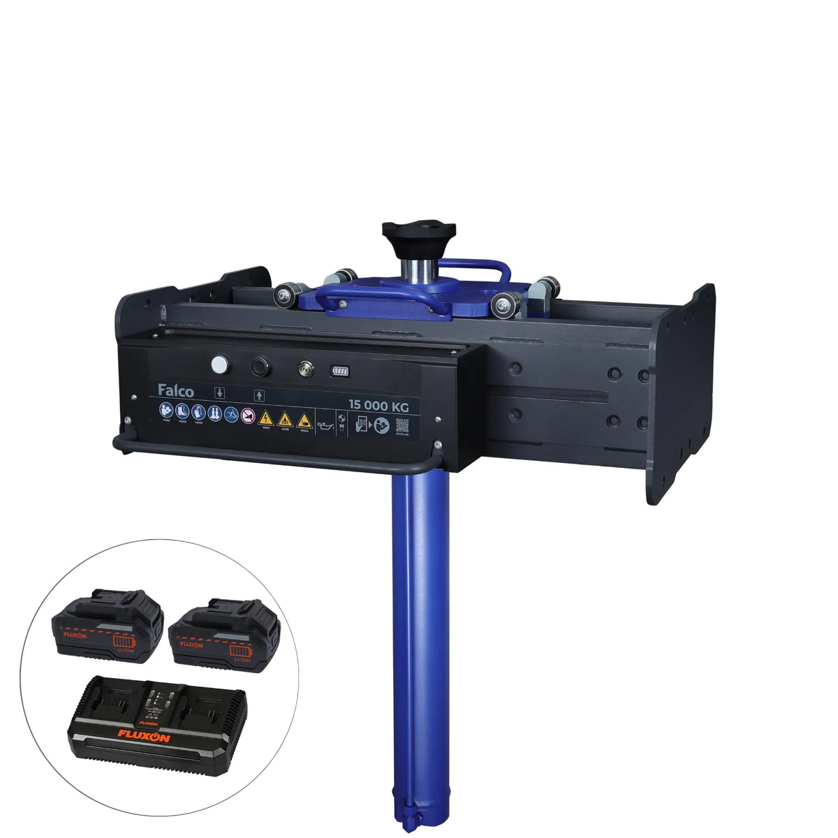 Falco accu putkrik 15 ton medium – lange cilinder incl. 2x 4 Ah accu’s en duosnellader