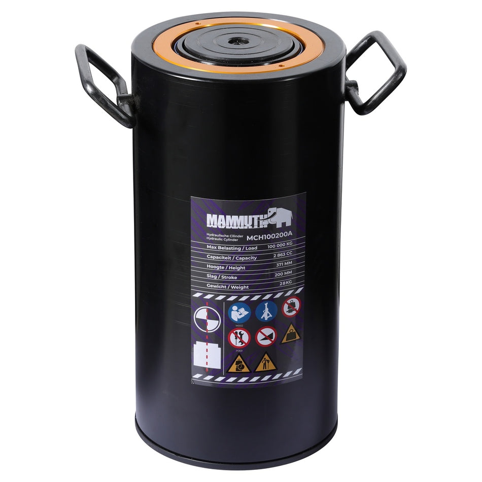 Mammuth aluminium hydraulische cilinder 100 ton slag 200 mm - Weldingshop