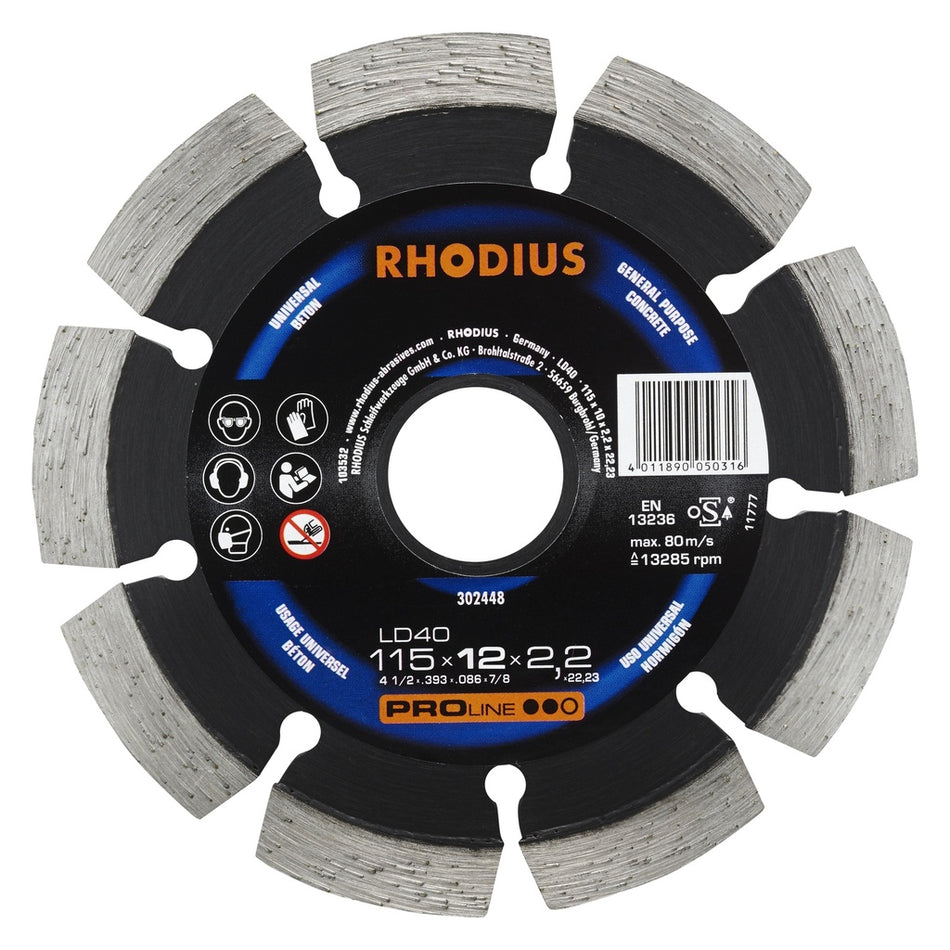 Diamant doorslijpschijf LD40 115 x 12,0 x 2,2 x 22,23mm - Weldingshop