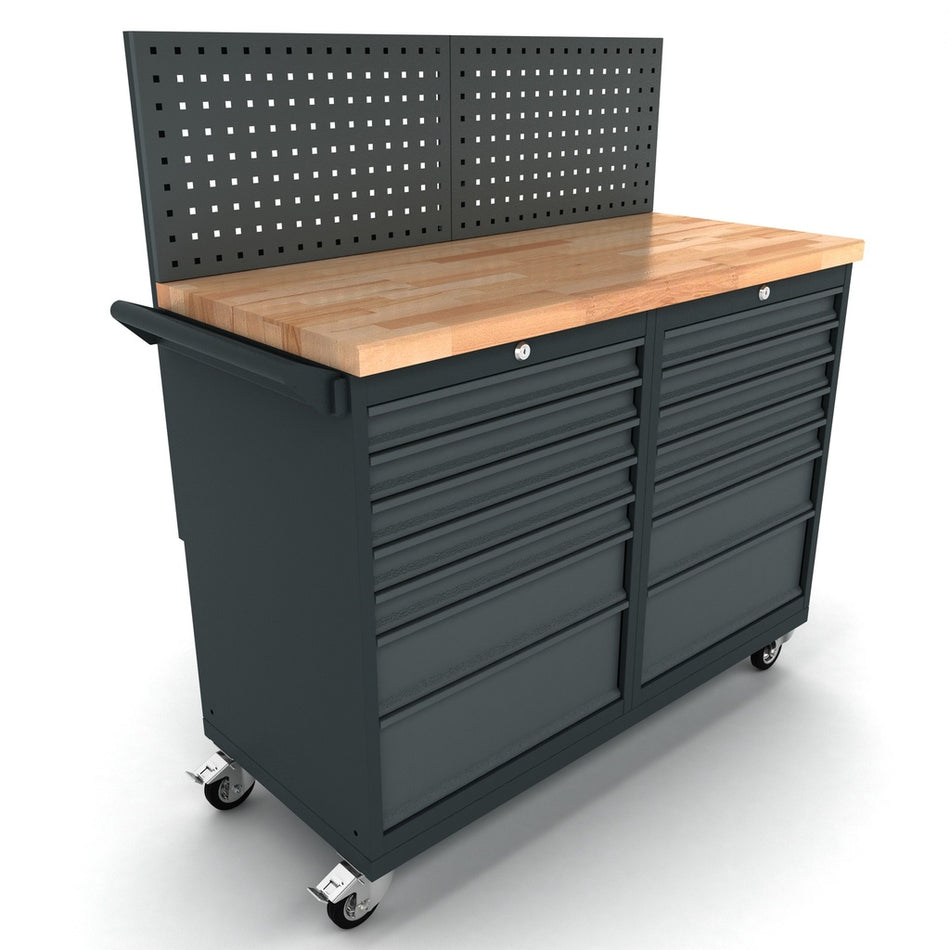 Verrijdbare werkbank 2x 7 laden kast incl. gereedschapswand EXPERT