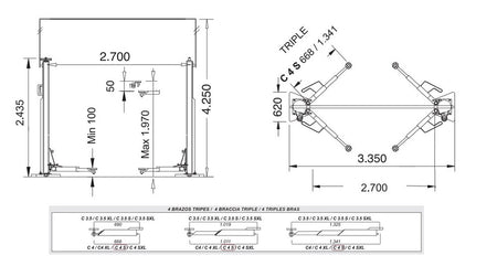 Twee koloms hefbrug 4000kg vloerloos Comfort Cascos