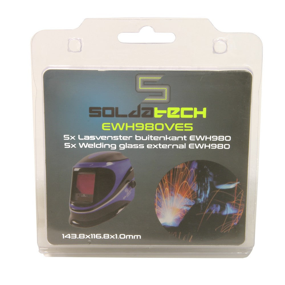 Set lasvensters buitenzijde 143,8 x 116,8mm 5 delig - Weldingshop
