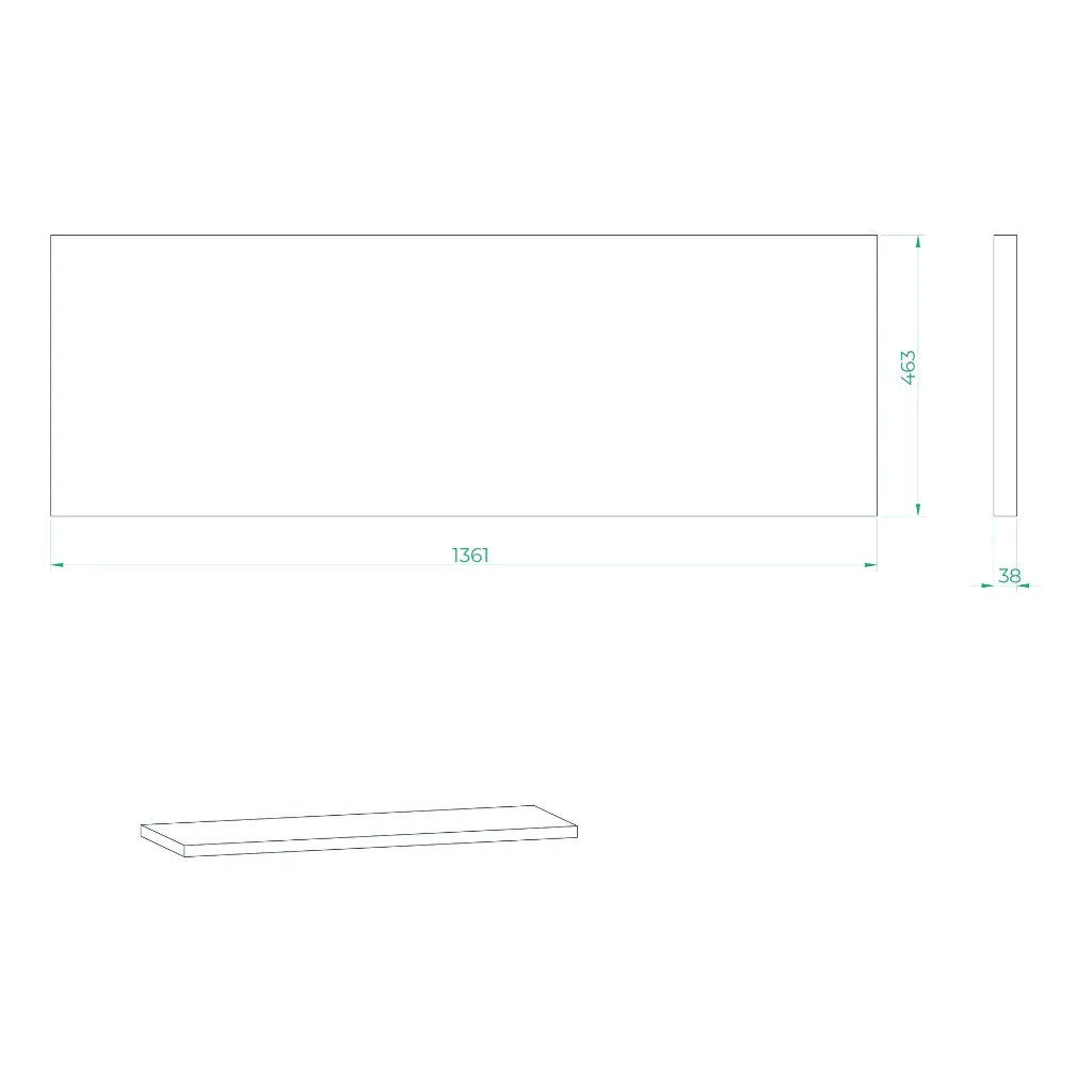 RVS werkblad 1361 x 463 x 38mm STARX
