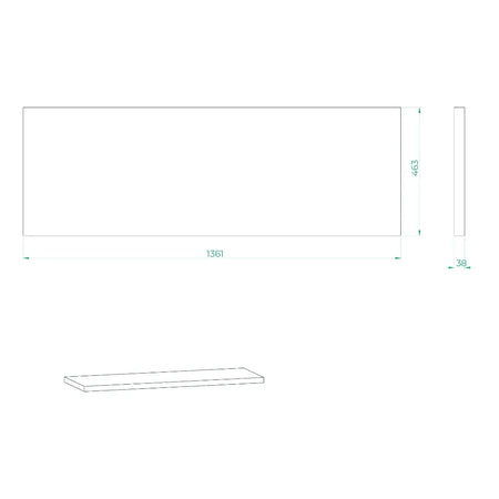 RVS werkblad 1361 x 463 x 38mm STARX