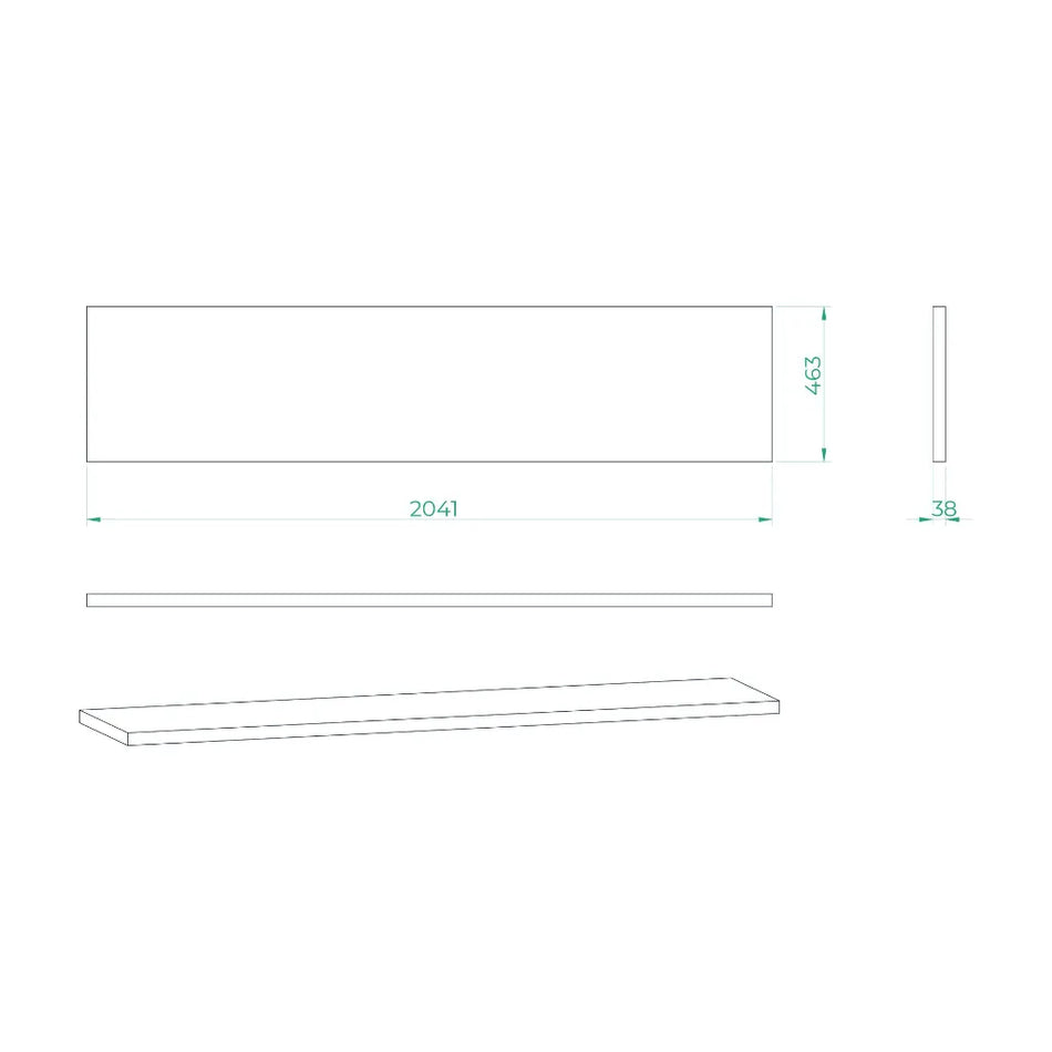 Werkblad massief hout 2041 x 463 x 38mm STARX