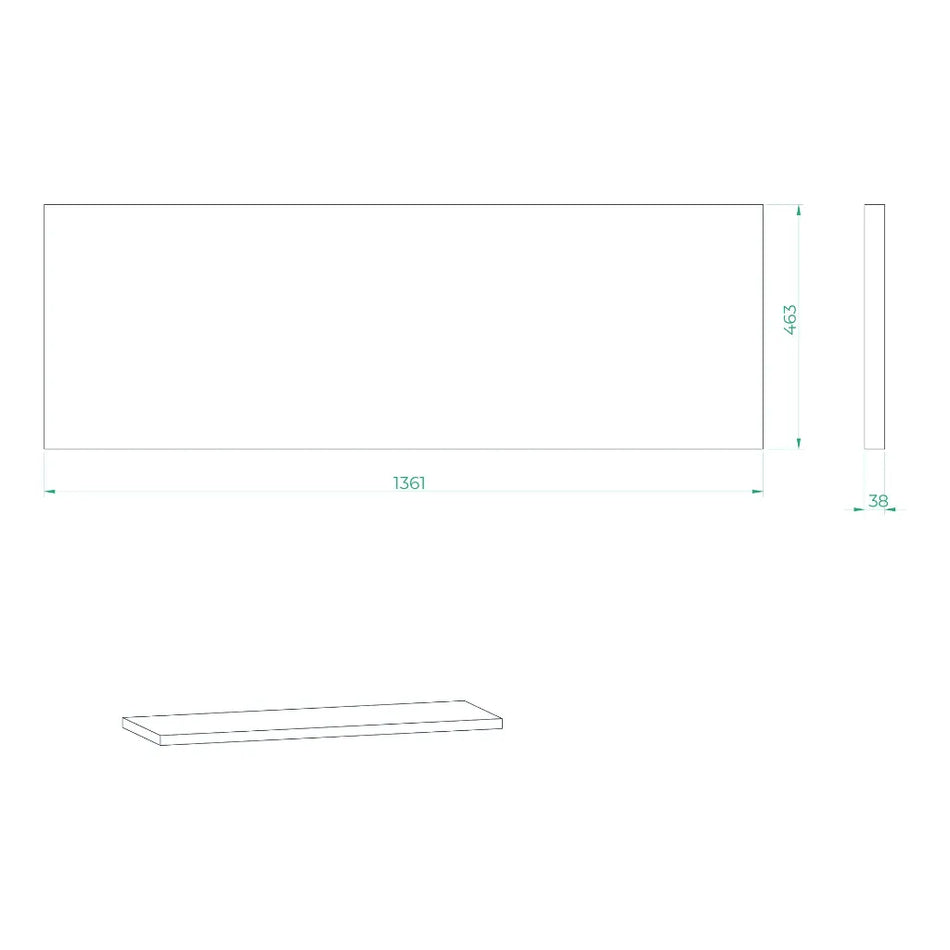 Werkblad massief hout 1361 x 463 x 38mm STARX