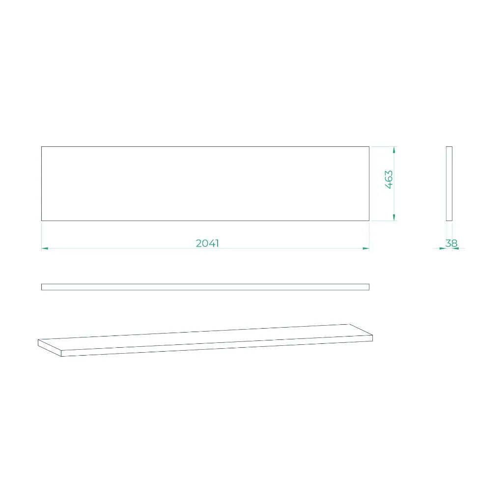 Werkblad massief hout 2041 x 463 x 38mm STARX