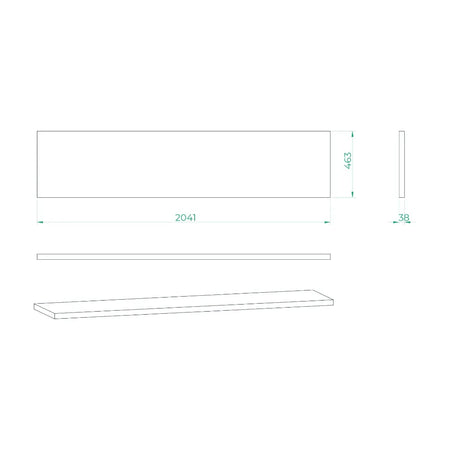 Werkblad massief hout 2041 x 463 x 38mm STARX