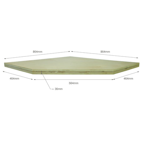 Werkblad Massief hout voor hoekkast 864 x 36 x 864 x 1223mm - Weldingshop
