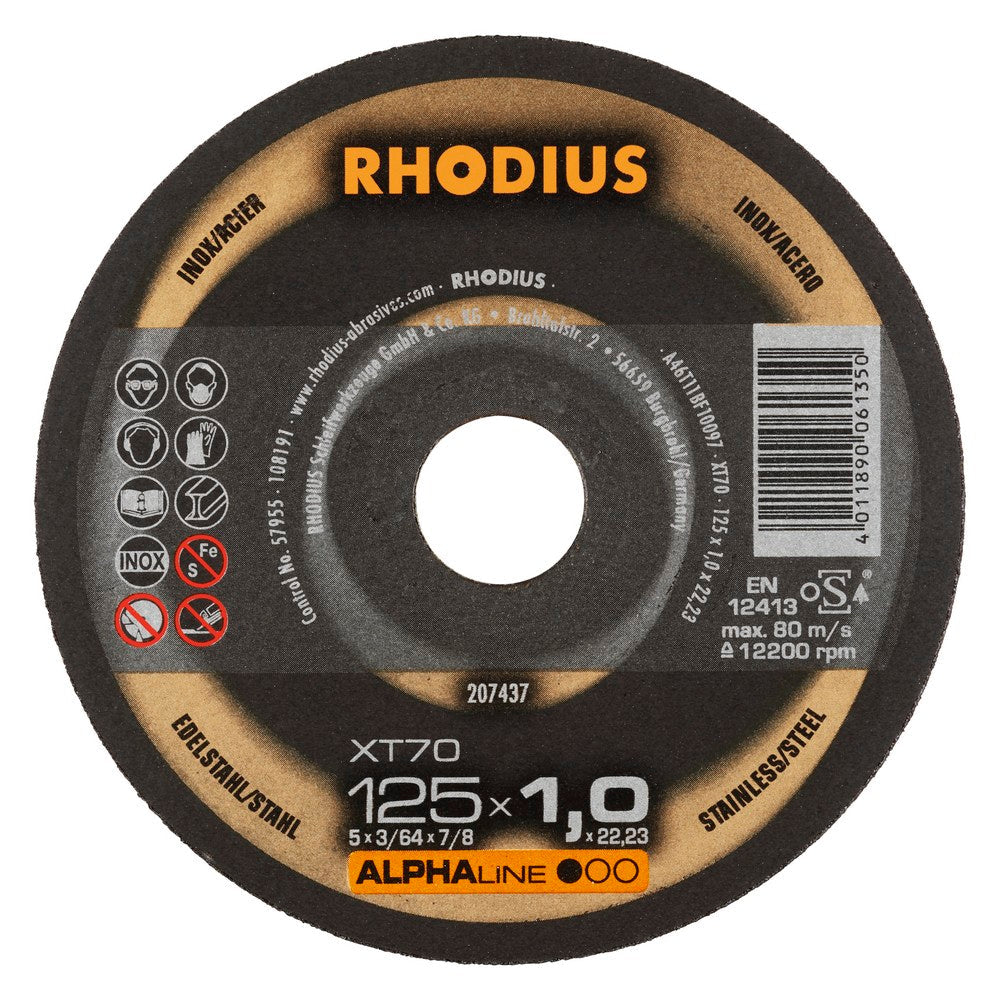 Rhodius XT70 125x1,0x22,23 – blik 10 stuks