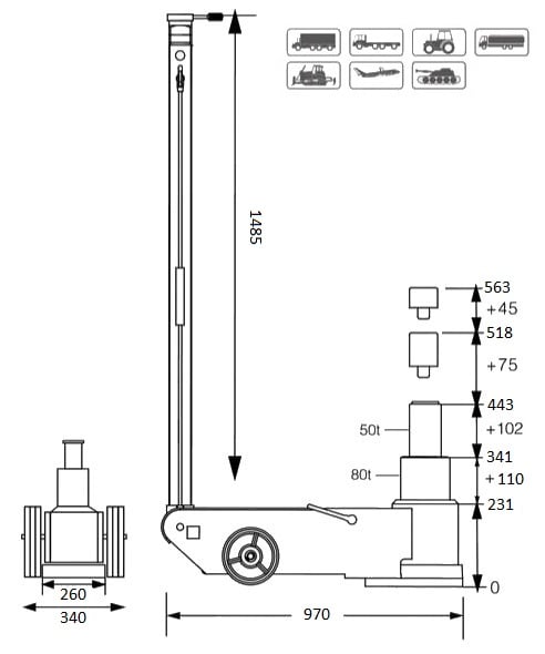 Luchtvloerkrik 80T - 50T