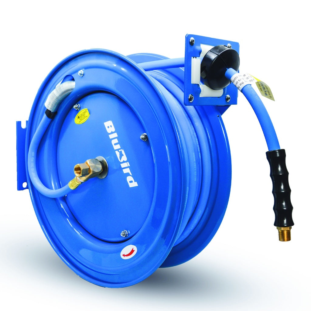 Blubird Rubber luchtslanghaspel enkelarmig zwaar 10mm x 20mtr - Weldingshop