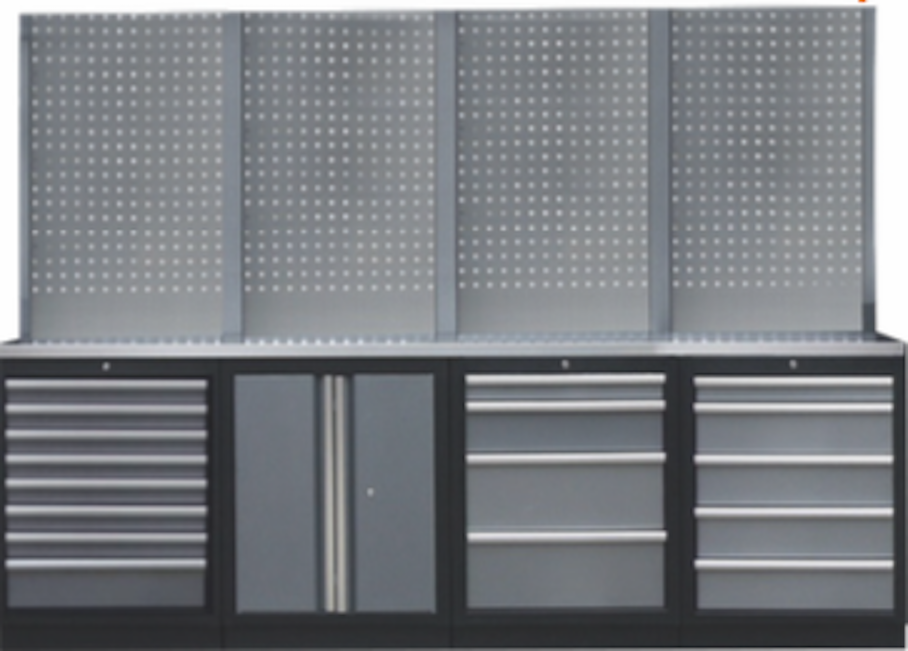 PROFESSIONEEL GARAGE WANDSYSTEEM 4 RUGPANELEN MET HOUTEN WERKBLAD