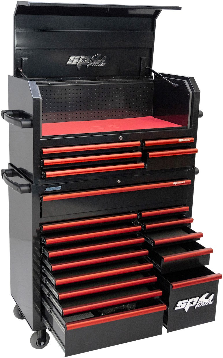 CUSTOM SUMO GEREEDSCHAPWAGEN MET TOPKIST ZWART/ROOD 19 LADEN