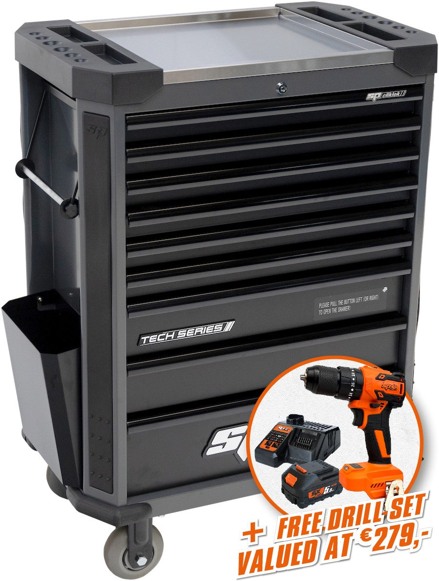366 DELIGE TOOLKIT IN TECH SERIE GEREEDSCHAPSWAGEN MET 9 LADEN DIAMOND BLACK/ZWART