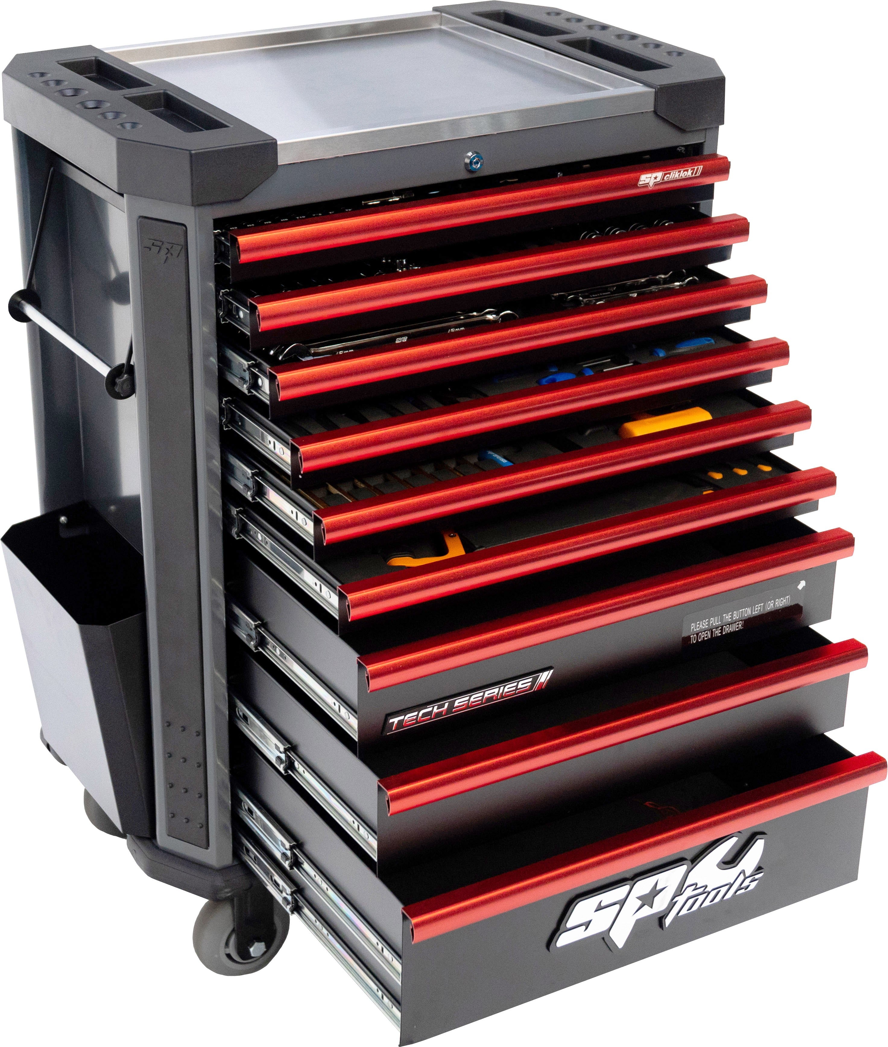 TECH SERIE GEREEDSCHAPWAGEN 9 LADEN DIAMOND BLACK/RED