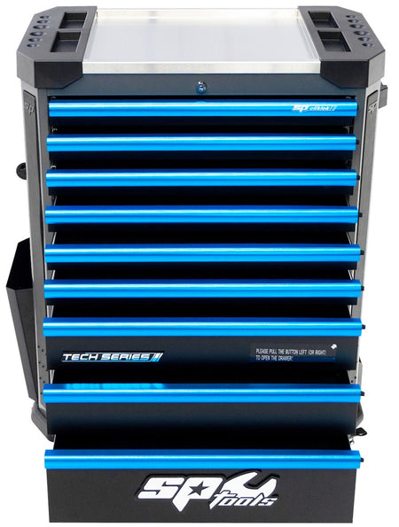 387 DELIGE TOOLKIT IN TECH SERIE GEREEDSCHAPSWAGEN MET 9 LADEN DIAMOND BLACK/ BLAUW