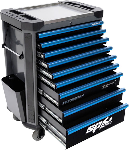 387 DELIGE TOOLKIT IN TECH SERIE GEREEDSCHAPSWAGEN MET 9 LADEN DIAMOND BLACK/ BLAUW