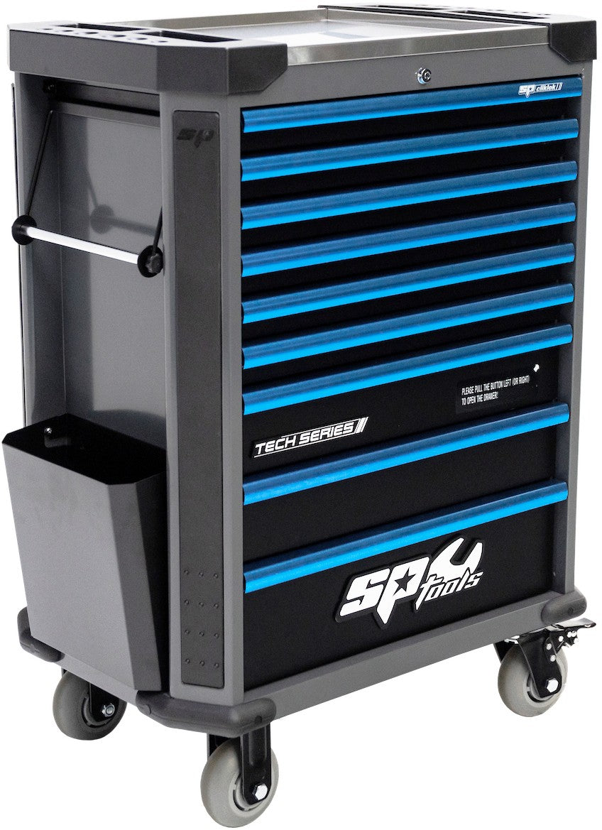 387 DELIGE TOOLKIT IN TECH SERIE GEREEDSCHAPSWAGEN MET 9 LADEN DIAMOND BLACK/ BLAUW