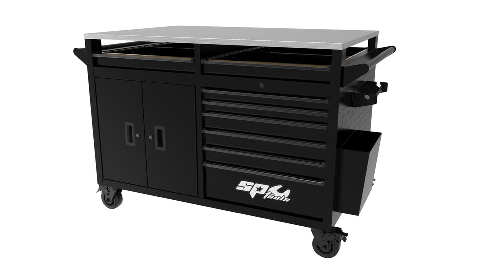 MULTIFUNCTIONELE GEREEDSCHAPSWAGEN ZWART USA SUMO MET RVS WERKBLAD