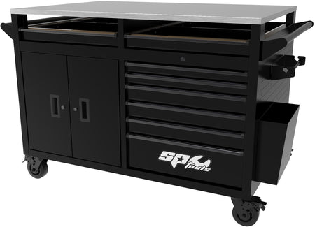 MULTIFUNCTIONELE GEREEDSCHAPSWAGEN ZWART USA SUMO MET RVS WERKBLAD