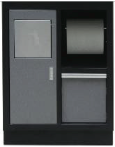 KAST MET VUILNISBAK EN PAPIERROLHOUDER VOOR WORKSHOP SERIE