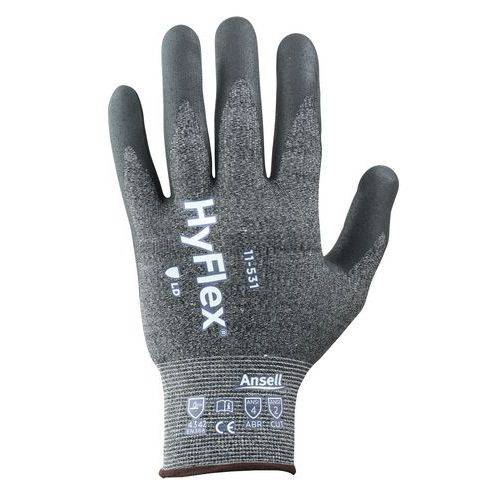 Hs Ansell Hyflex® 11-531 mt.10, grijs/wit, nitrilschuim-coating, Ansell - Weldingshop