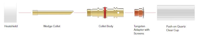 Gaslensset glas Quatz TIG Consumables 17 - 18 - 26 Serie - Weldingshop