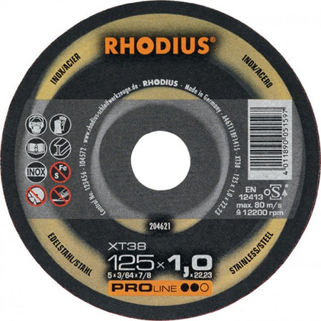 Rhodius XT38 doorslijpschijf extra dun 125x 1.0 mm 50 stuks met gratis snelspanmoer !!!! - Weldingshop