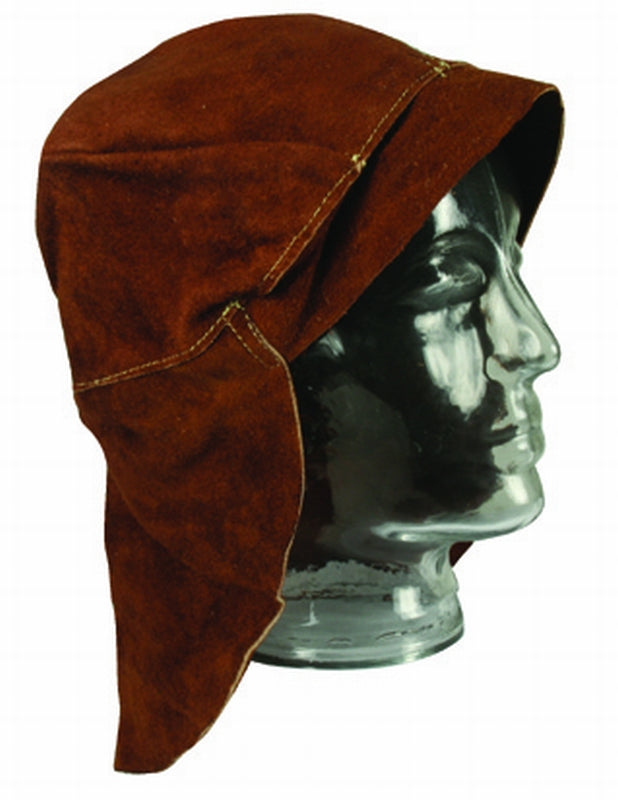 Lederen pet met neklap C3 roodbruin - Weldingshop